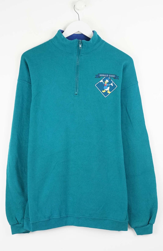 VINTAGE DISNEY DONALD DUCK 1/4 ZIP SWEATER (L)