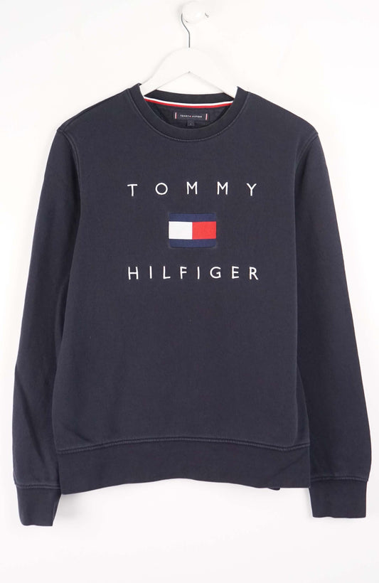 Navy blue Tommy Hilfiger sweatshirt on a white background